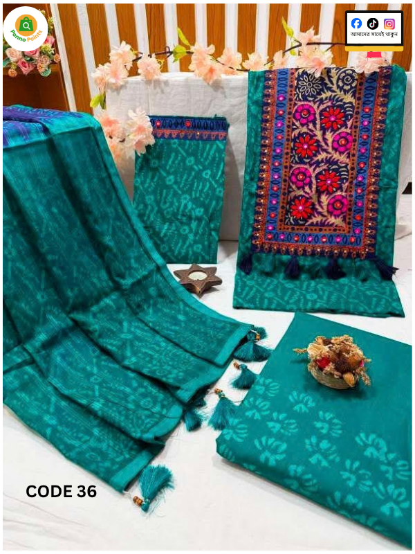 *ইয়োক ভেজিটেবল টাই-ডাই বাটিক থ্রি-পিস* 💚 - Image 8