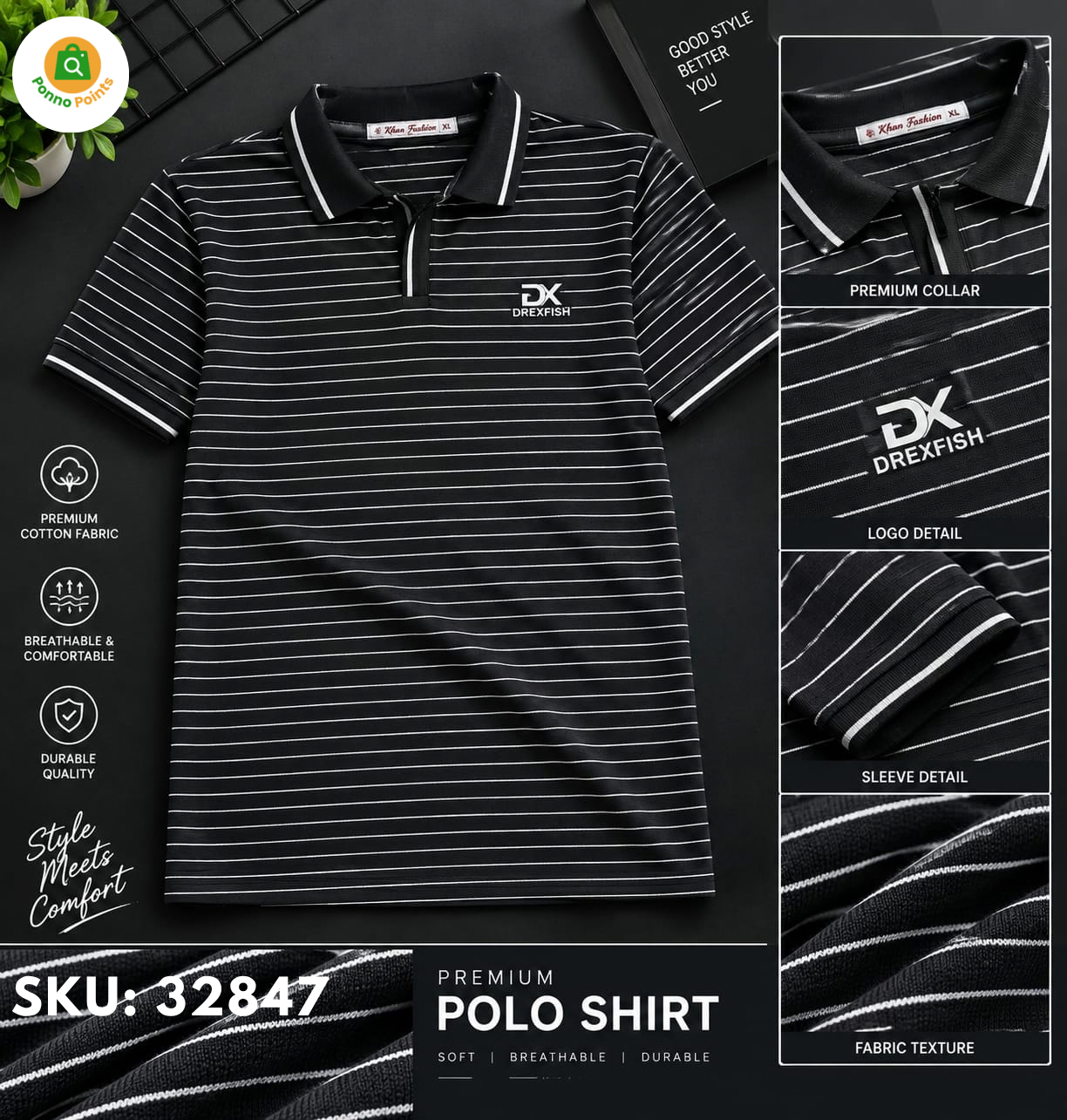 Trendy China Stripe V Neck Polo