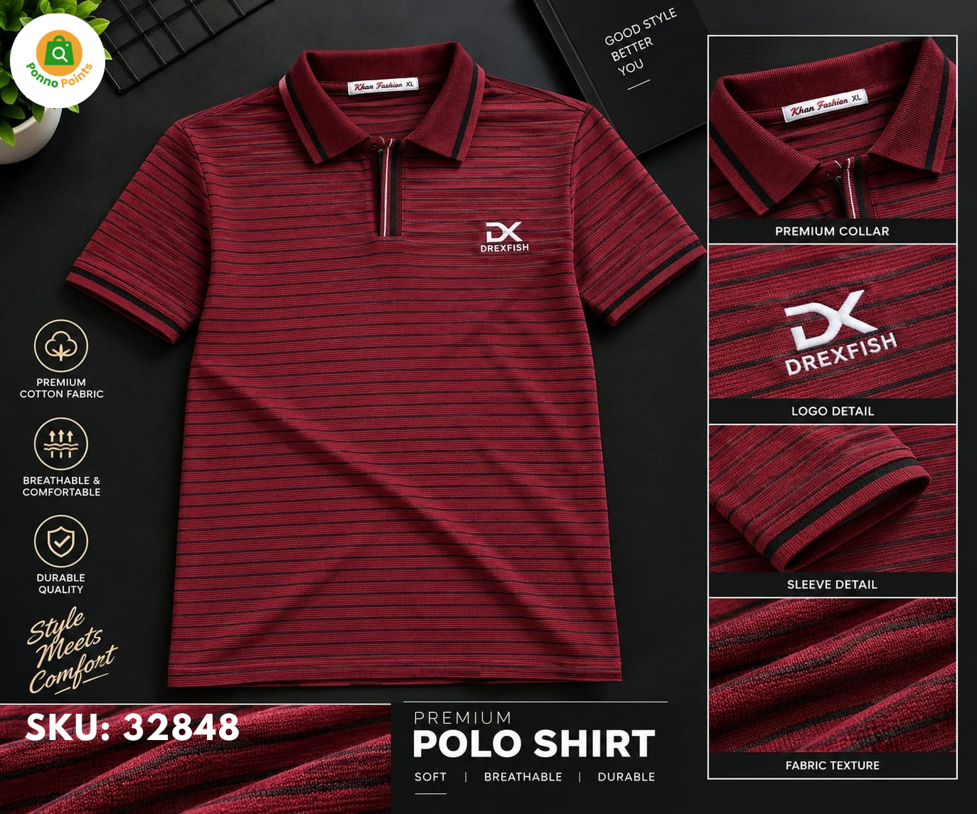 Trendy China Stripe V Neck Polo - Image 3