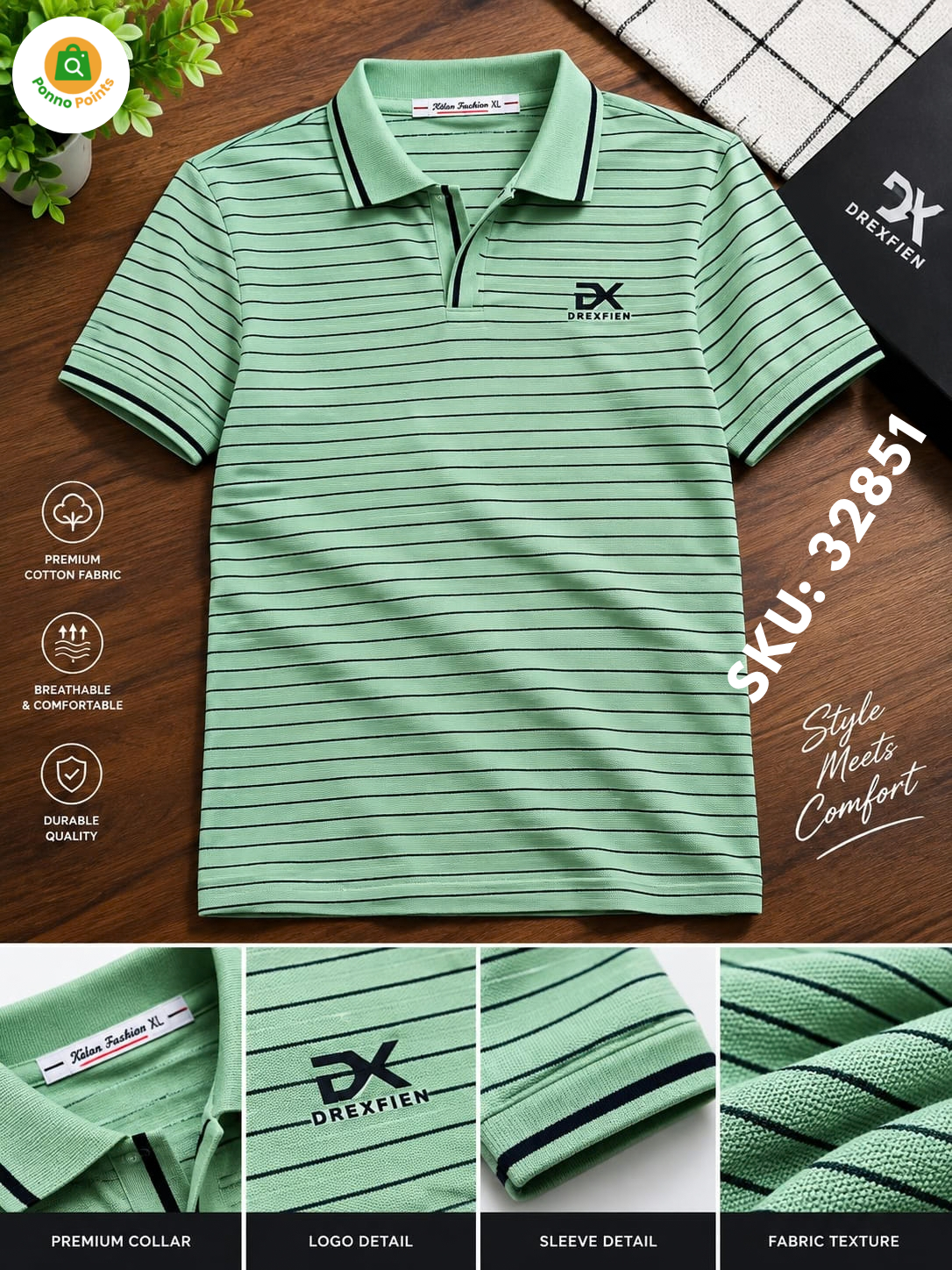 Trendy China Stripe V Neck Polo - Image 6